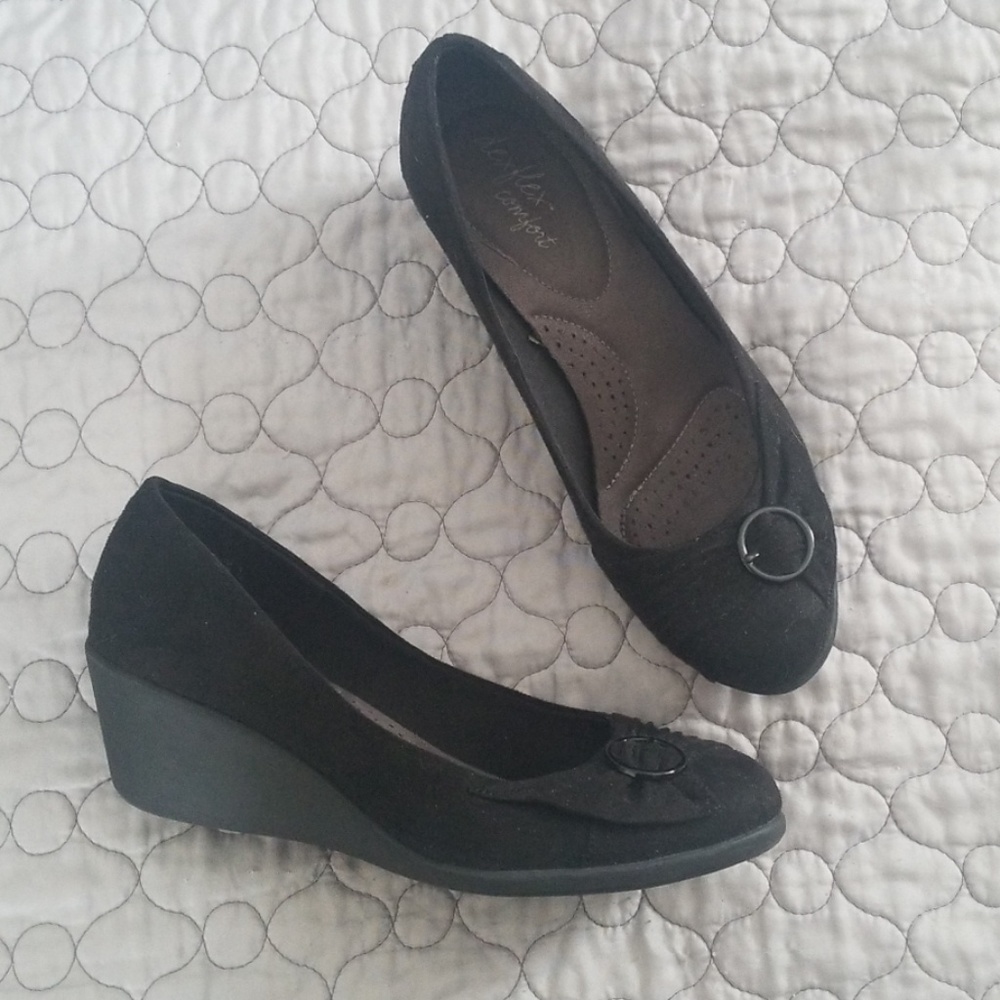 Black wedge Dexflex Comfort wheels, size 9.5